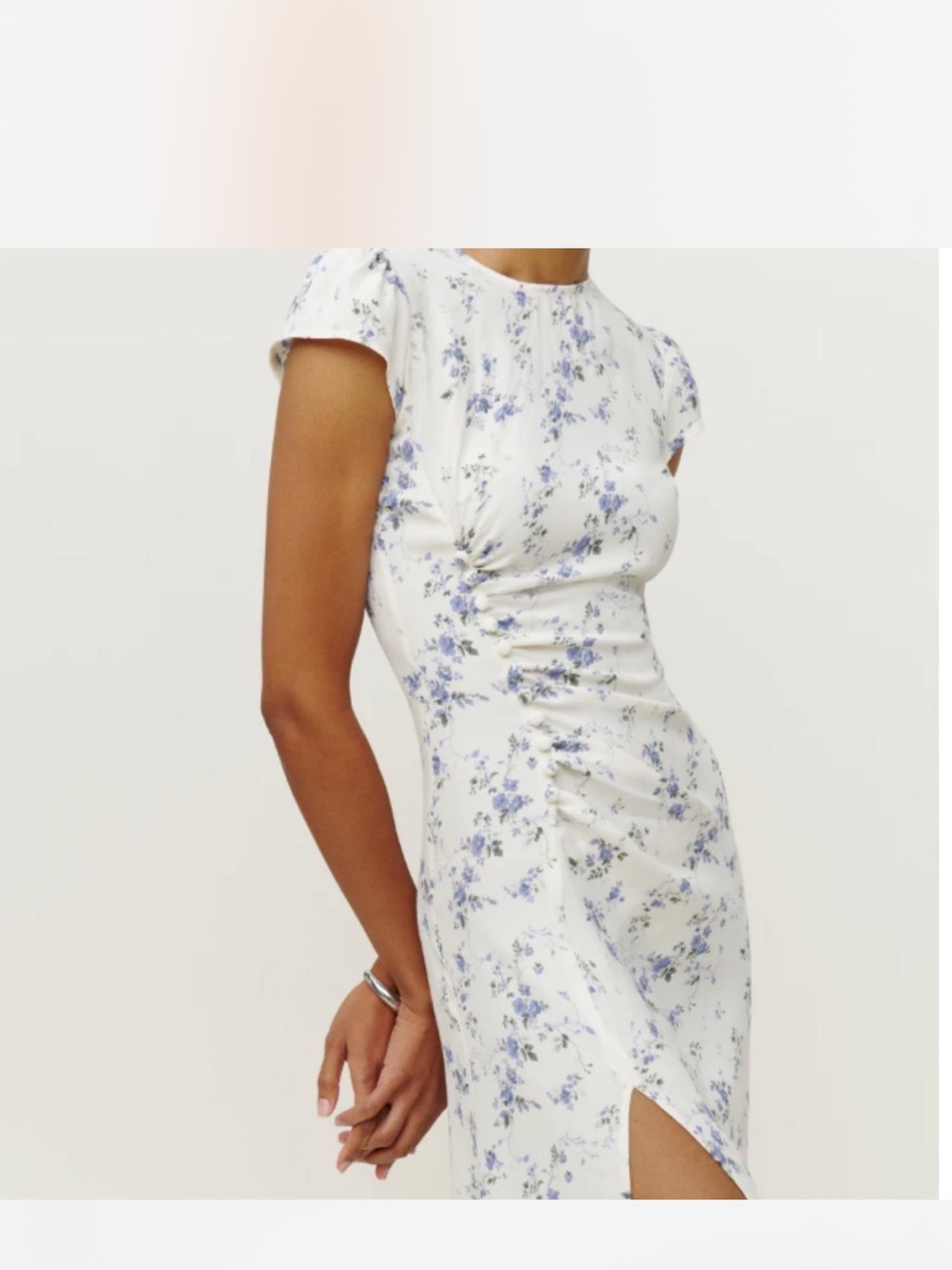 Reformation Midi Dress with Blue Floral Print - Picture 3 of 7